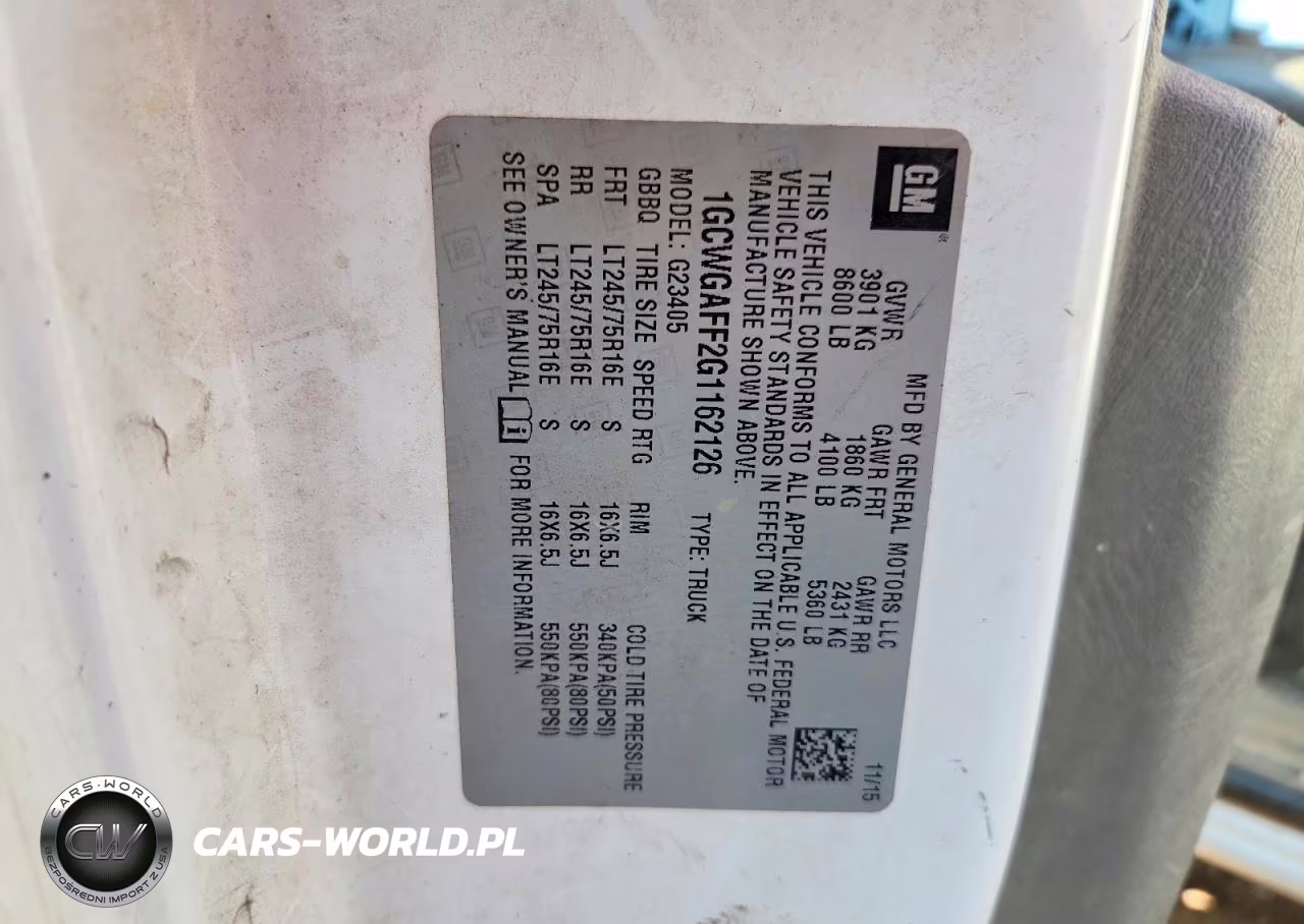2016 Chevrolet Express 2500 Cargo Delivery Van VIN:1GCWGAFF2G1162126 - 13