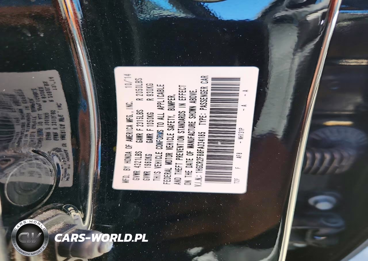 2015 Honda Accord Exl VIN:1HGCR2F88FA034185 - 12