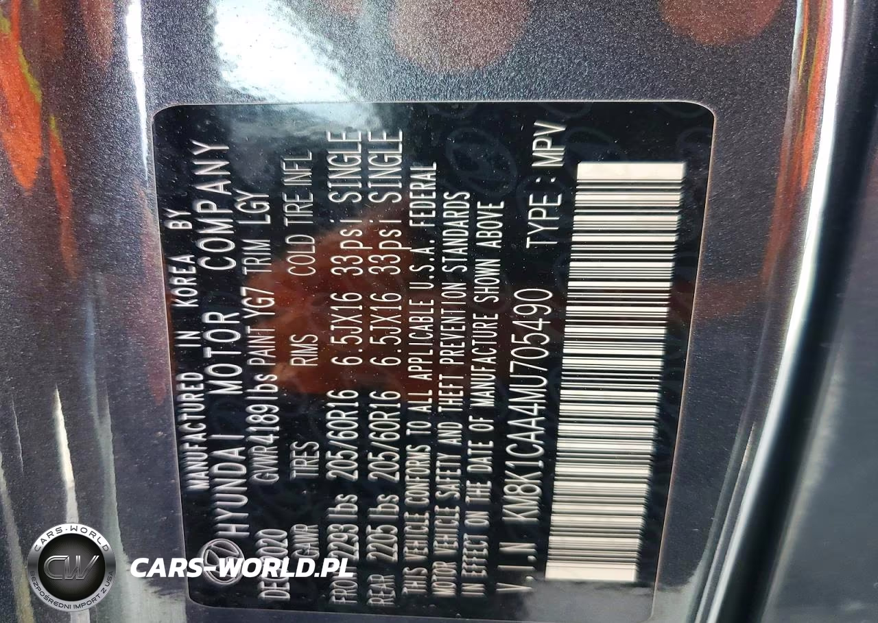 2021 Hyundai Kona Se VIN:KM8K1CAA4MU705490 - 12