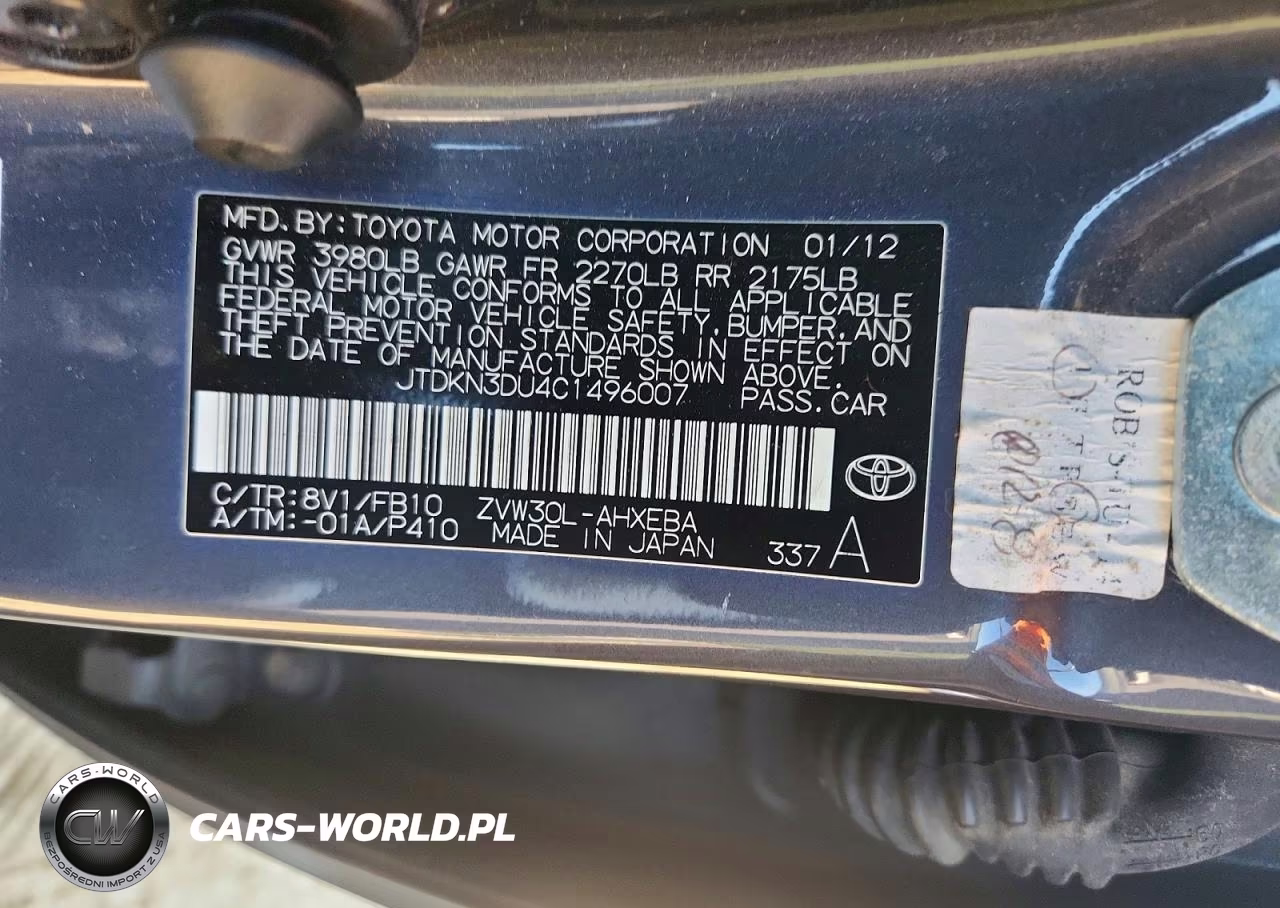 2012 Toyota Prius Two VIN:JTDKN3DU4C1496007 - 12