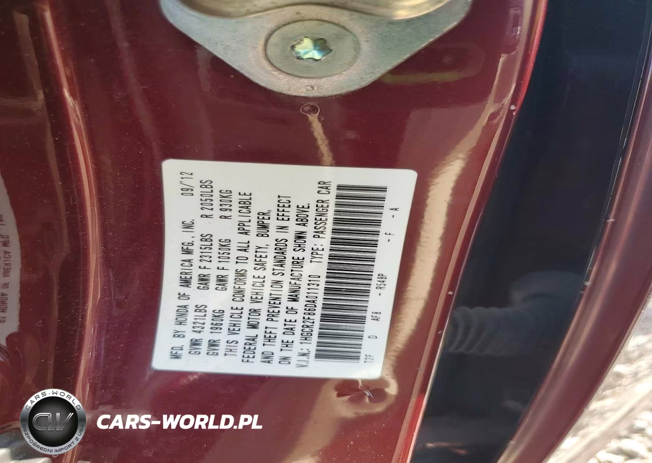 2013 Honda Accord Exl VIN:1HGCR2F86DA011310 - 12