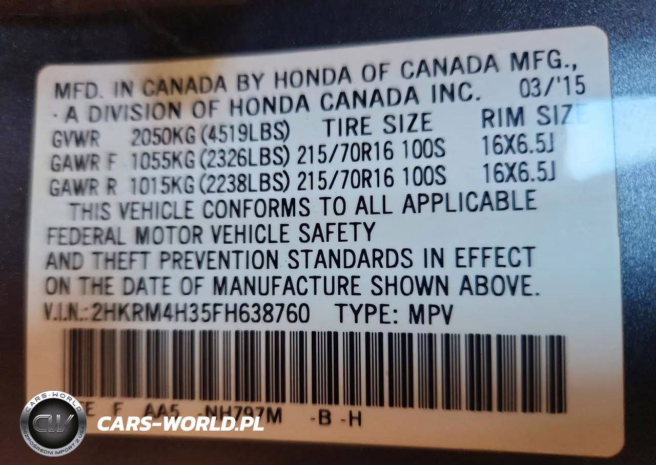 2015 Honda Cr-V Lx VIN:2HKRM4H35FH638760 - 13