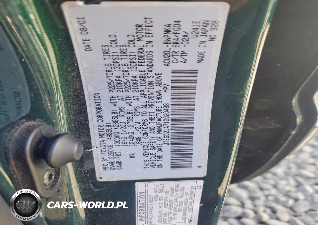 2001 Toyota Highlander Base VIN:JTEGD21A710020488 - 13