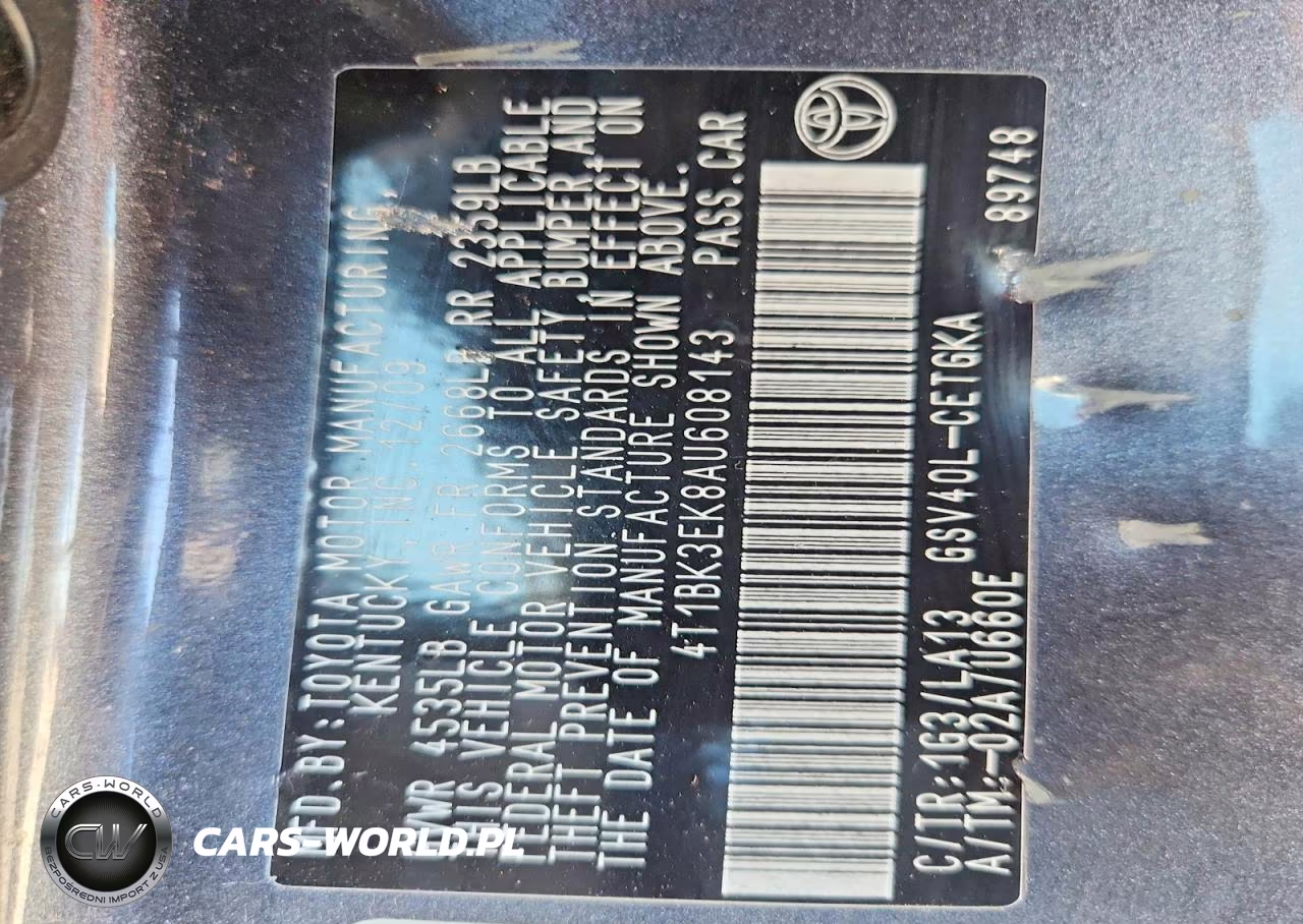 2010 Toyota Camry Xle V6 VIN:4T1BK3EK8AU608143 - 12