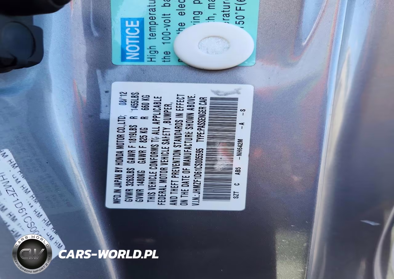 2012 Honda Cr-Z Ex VIN:JHMZF1D61CS005595 - 12