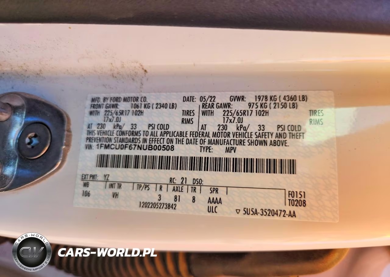 2022 Ford Escape S VIN:1FMCU0F67NUB00508 - 12