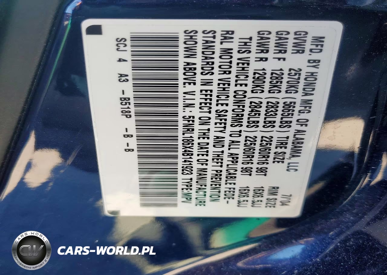 2004 Honda Odyssey Ex VIN:5FNRL186X4B141923 - 13