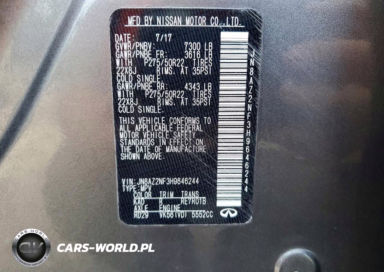 2017 Infiniti Qx80 Base VIN:JN8AZ2NF3H9646244 - 13