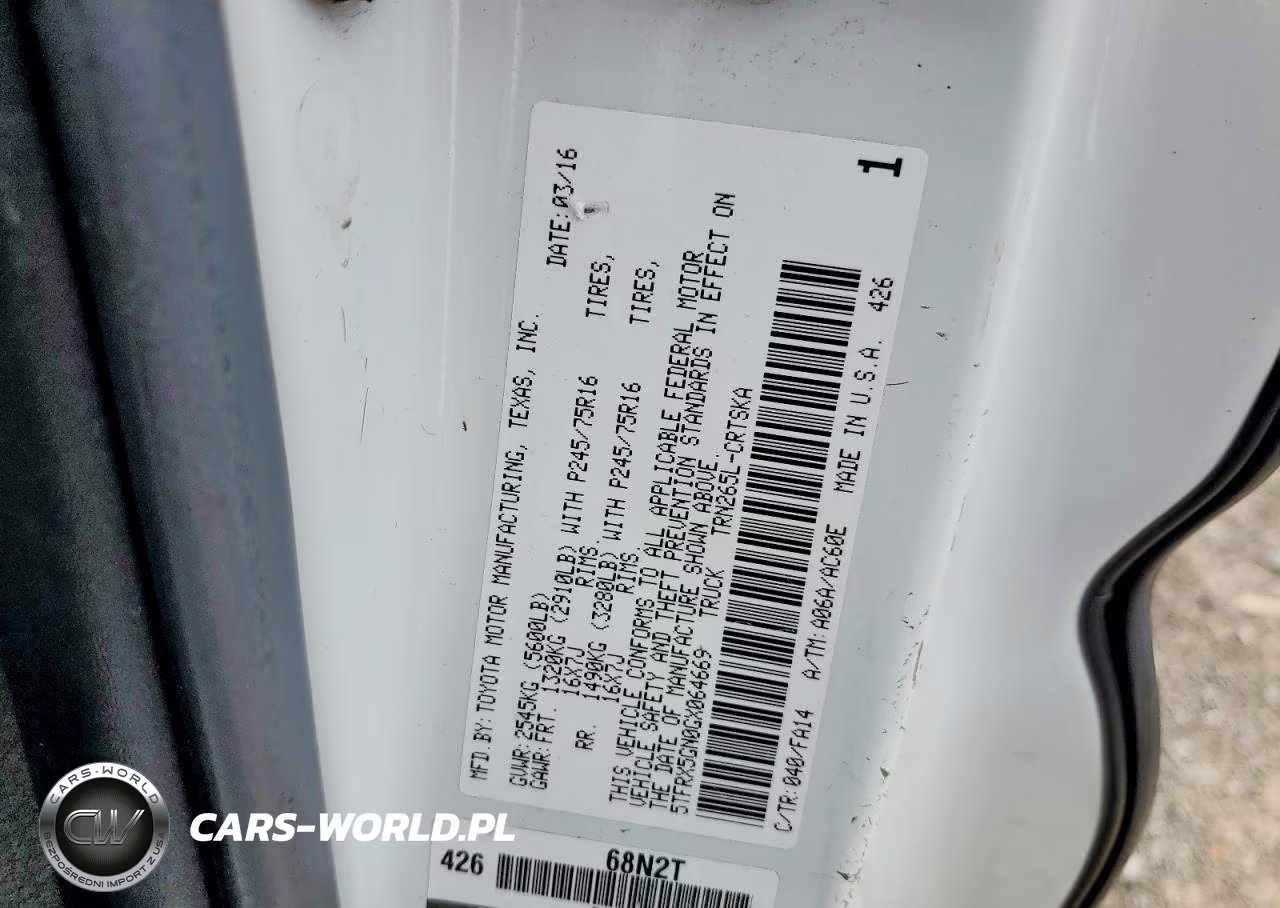 2016 Toyota Tacoma Sr VIN:5TFRX5GN0GX064669 - 12
