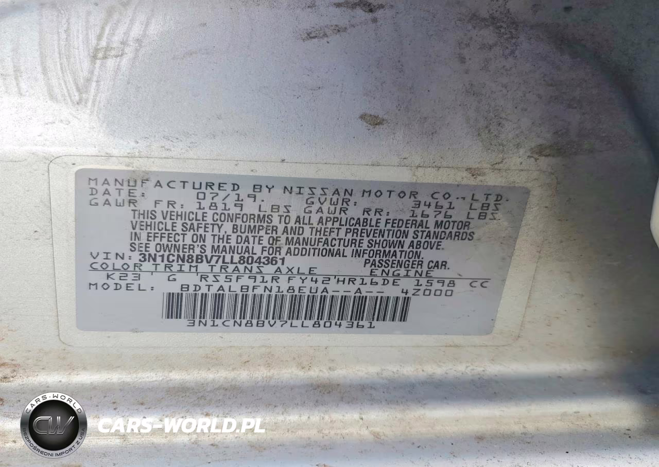 2020 Nissan Versa S VIN:3N1CN8BV7LL804361 - 12