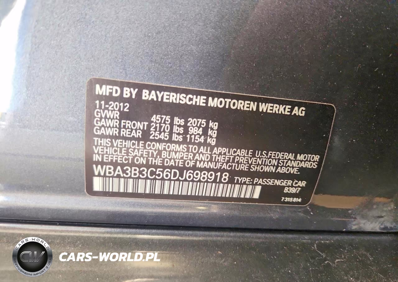 2013 BMW 328 Xi VIN:WBA3B3C56DJ698918 - 12