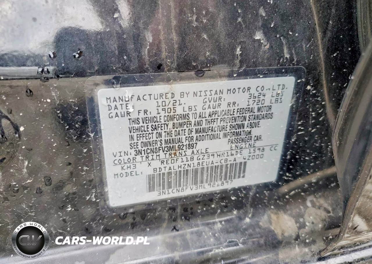 2021 Nissan Versa Sr VIN:3N1CN8FV3ML921897 - 12