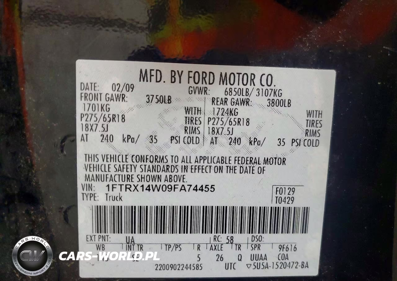 2009 Ford F150 Super Cab VIN:1FTRX14W09FA74455 - 12