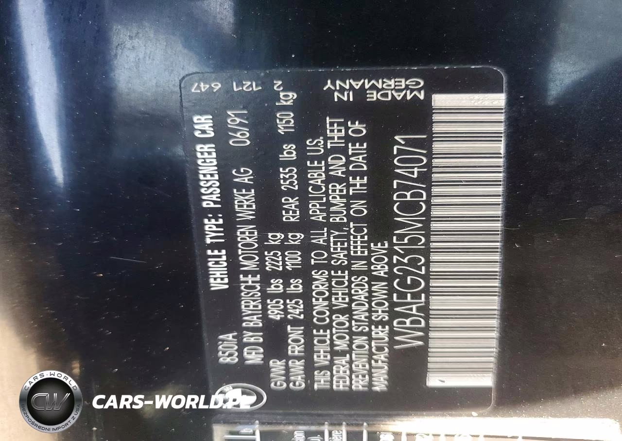 1991 BMW 850 I Automatic VIN:WBAEG2315MCB74071 - 12