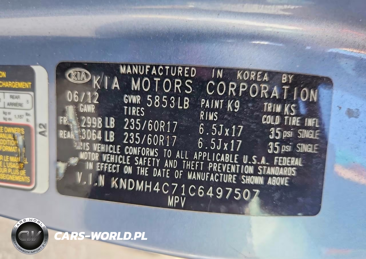 2012 Kia Sedona Ex VIN:KNDMH4C71C6497507 - 13