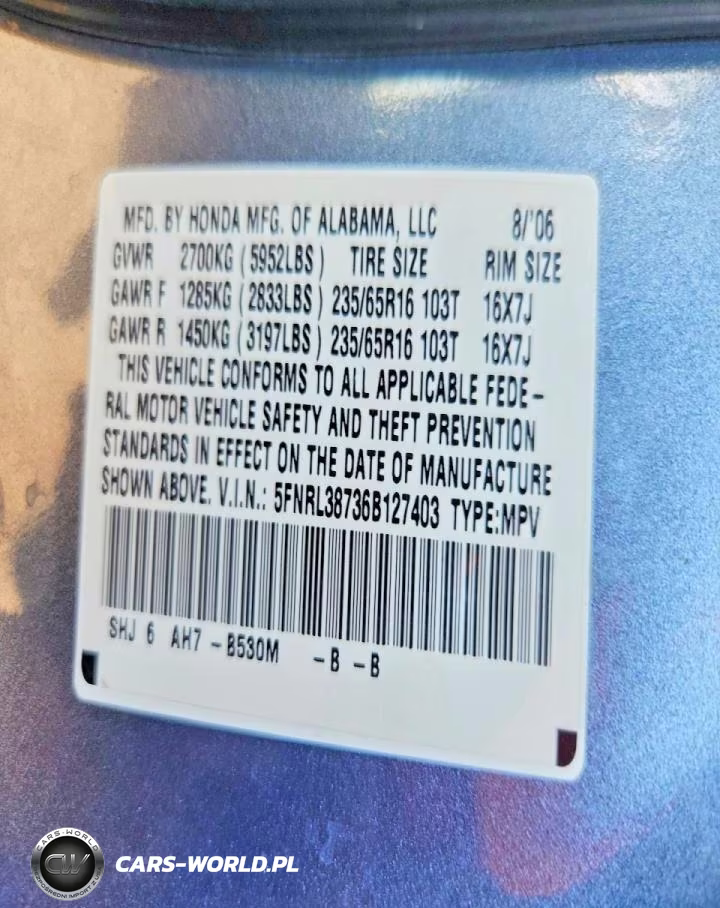 2006 Honda Odyssey Exl VIN:5FNRL38736B127403 - 13