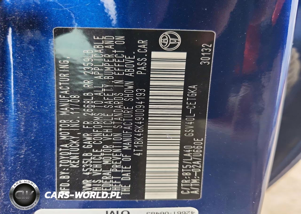 2009 Toyota Camry Xle V6 VIN:4T1BK46K49U094193 - 12