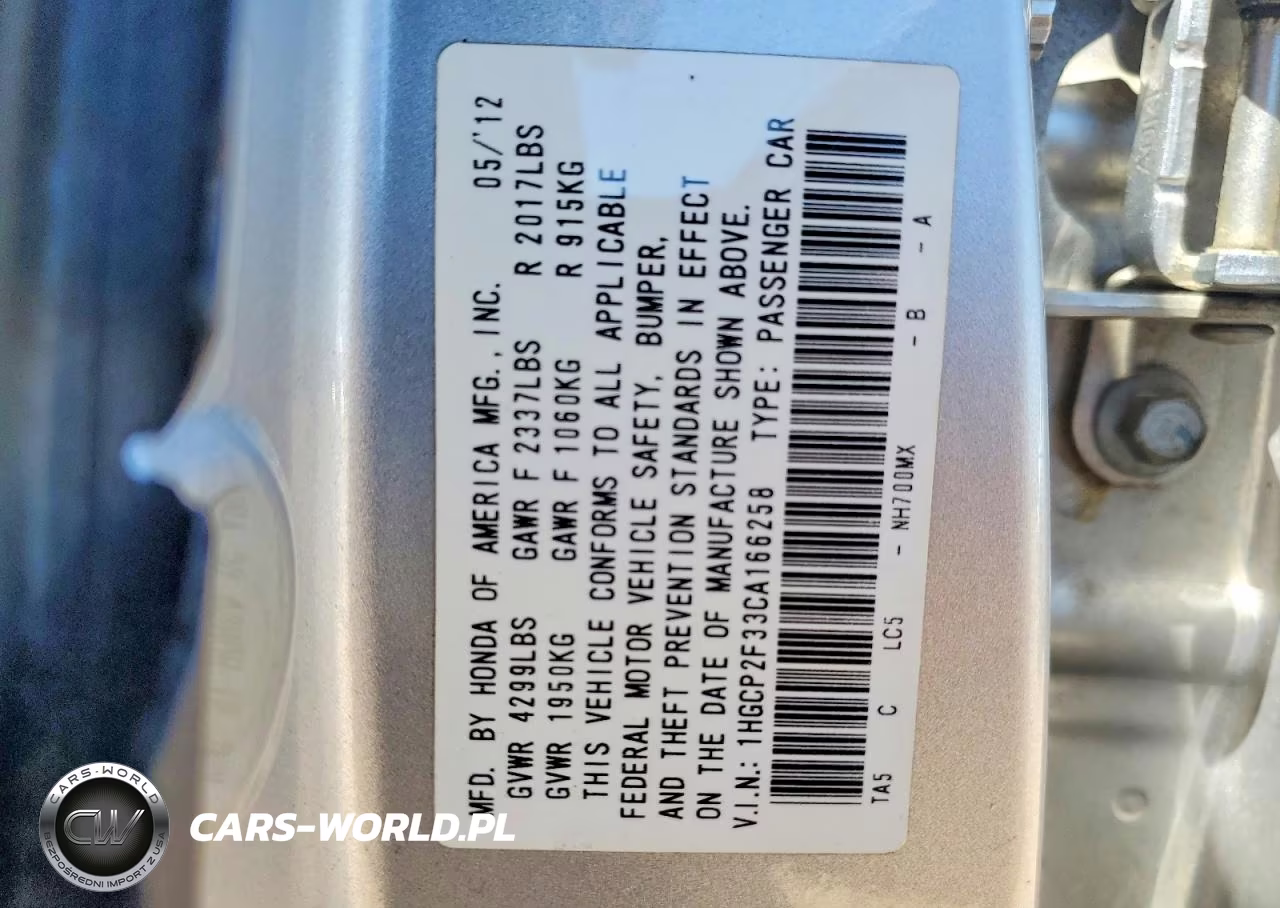 2012 Honda Accord Lx VIN:1HGCP2F33CA166258 - 13