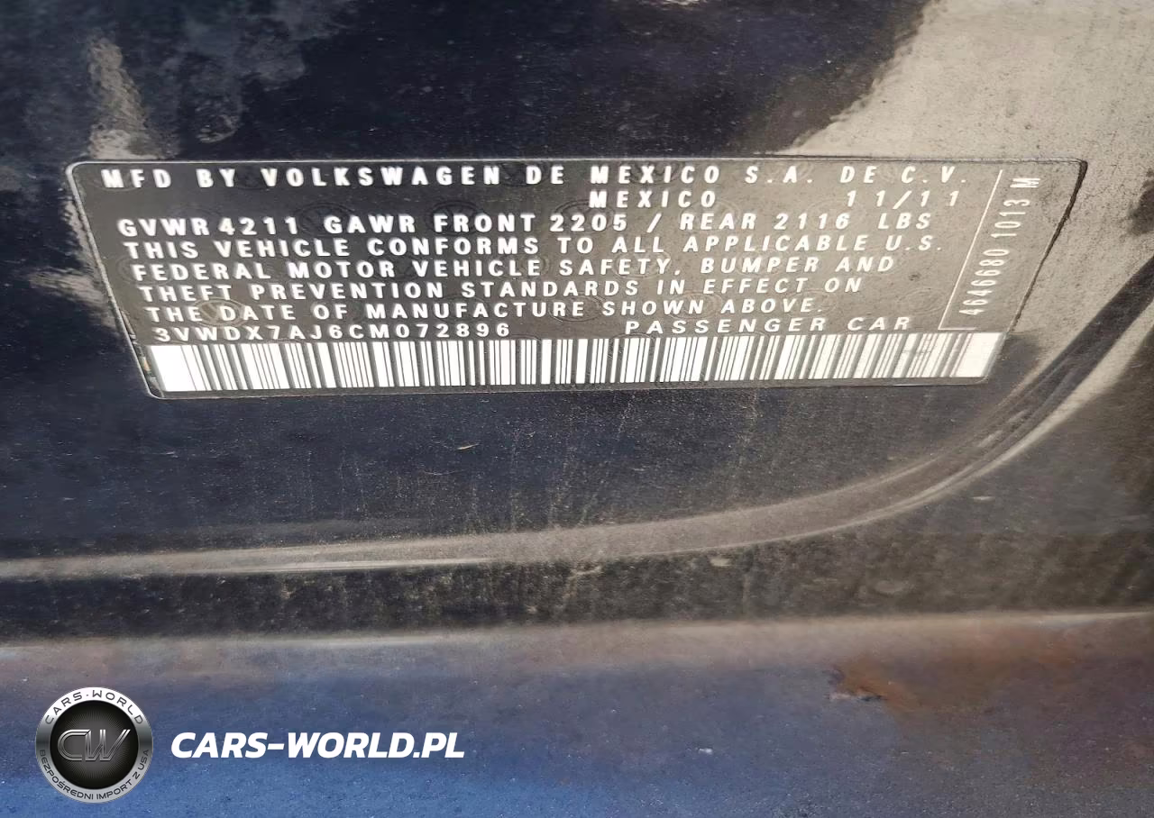 2012 Volkswagen Jetta Se VIN:3VWDX7AJ6CM072896 - 12