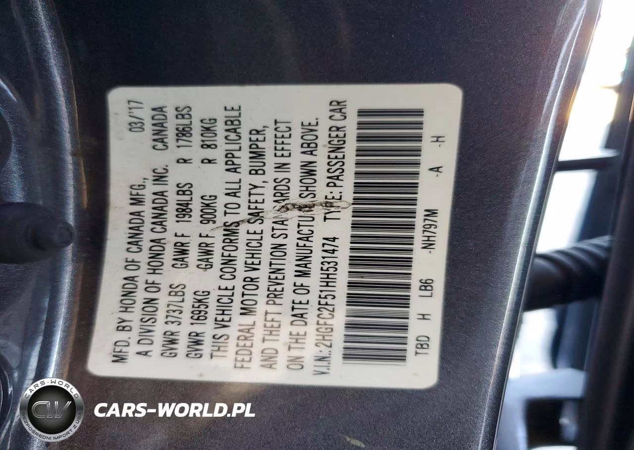 2017 Honda Civic Lx VIN:2HGFC2F51HH531474 - 13