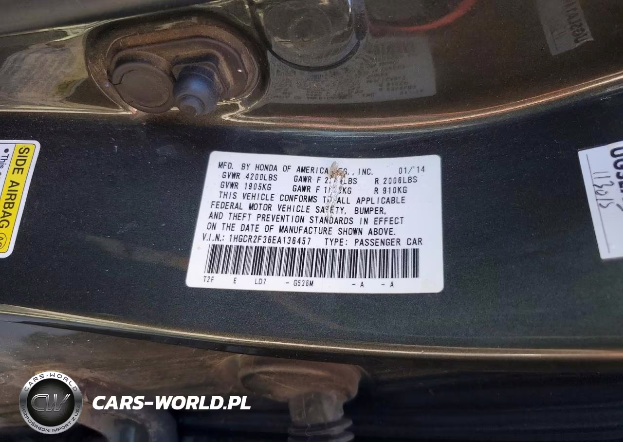 2014 Honda Accord Lx VIN:1HGCR2F36EA136457 - 13