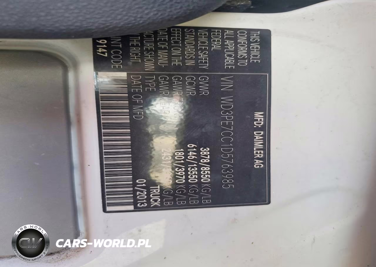 2013 Mercedes-Benz Sprinter 2500 VIN:WD3PE7CC1D5763985 - 13