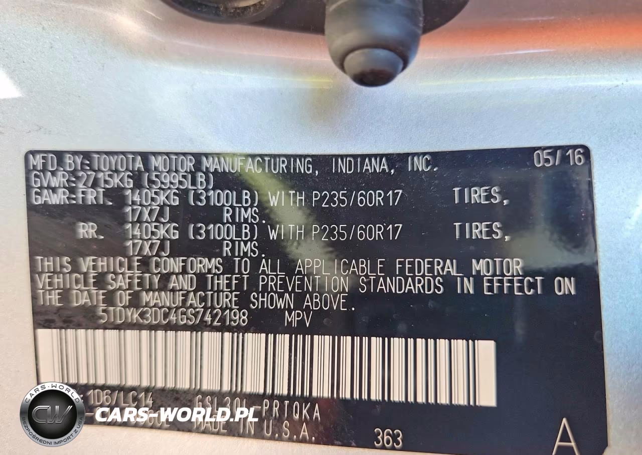 2016 Toyota Sienna Xle 8-Passenger VIN:5TDYK3DC4GS742198 - 13