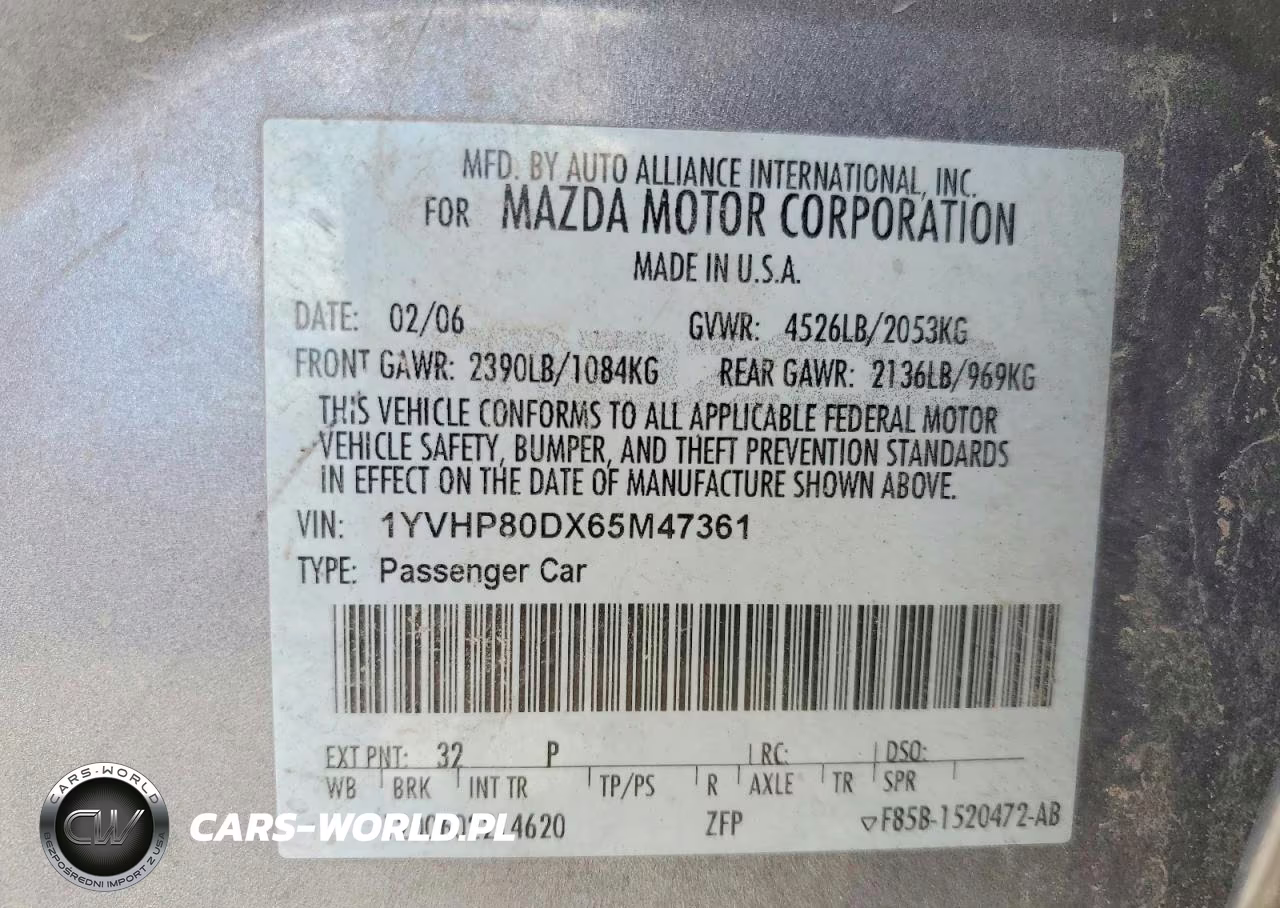 2006 Mazda 6 S VIN:1YVHP80DX65M47361 - 12