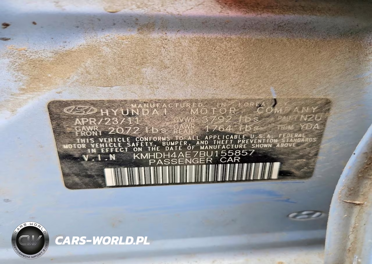 2011 Hyundai Elantra Gls VIN:KMHDH4AE7BU155857 - 12