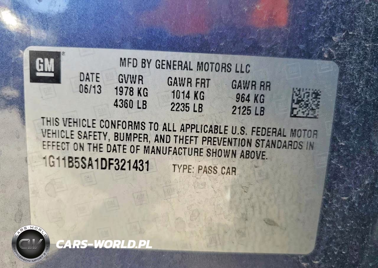 2013 Chevrolet Malibu Ls VIN:1G11B5SA1DF321431 - 12