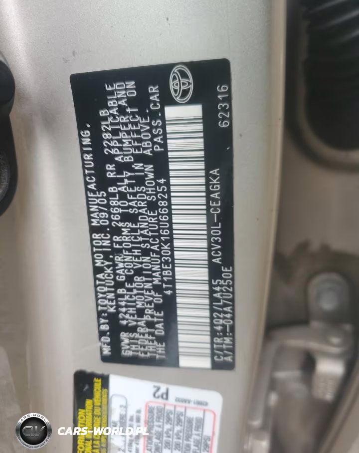 2006 Toyota Camry Le VIN:4T1BE30K16U668254 - 12