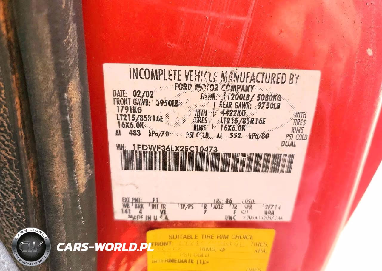 2002 Ford F350 Super Duty VIN:1FDWF36LX2EC10473 - 12