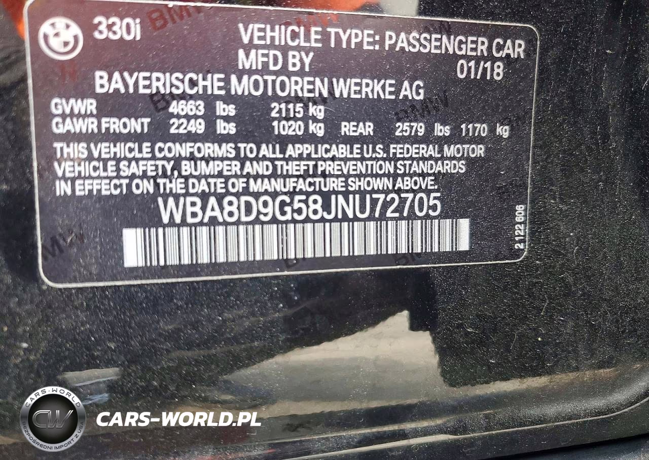 2018 BMW 330 Xi VIN:WBA8D9G58JNU72705 - 12