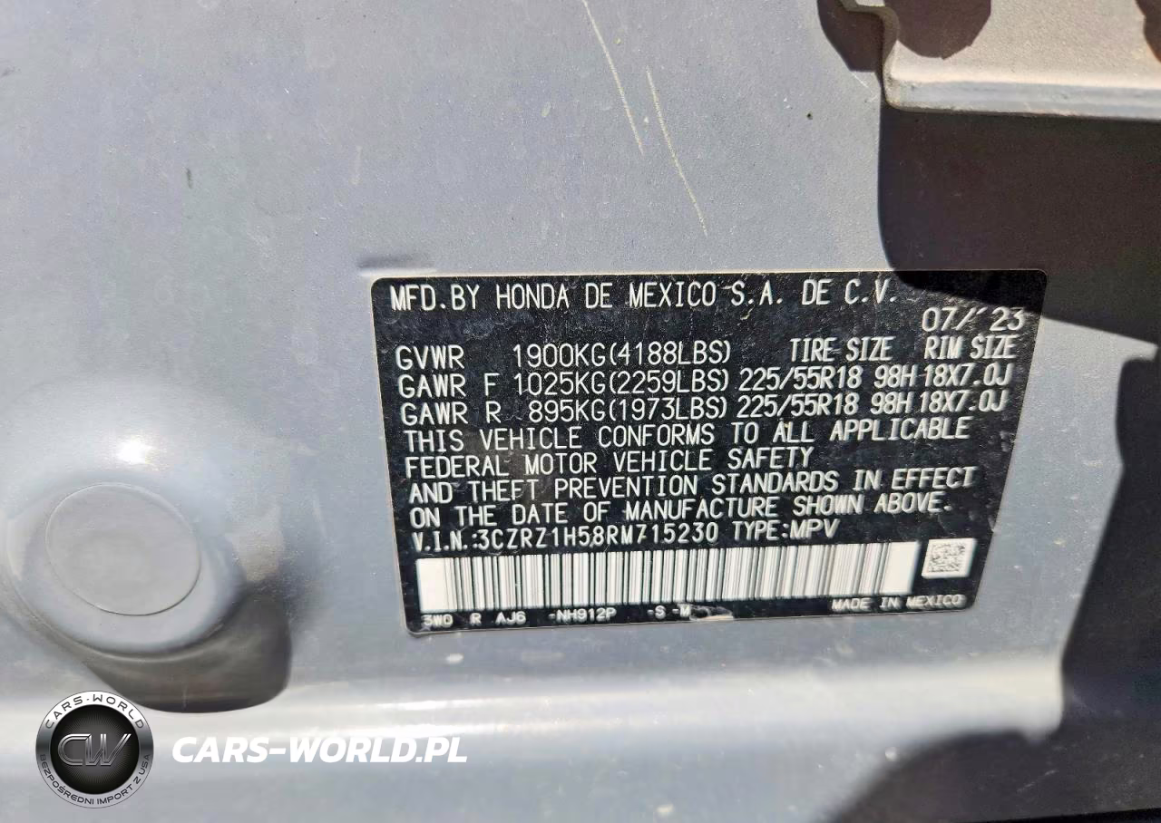 2024 Honda Hr-V Sport VIN:3CZRZ1H58RM715230 - 12