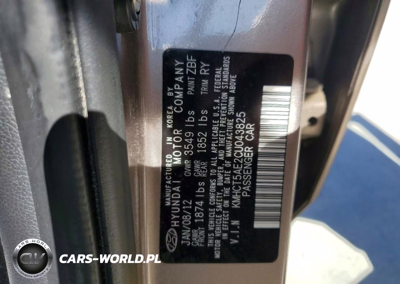 2012 Hyundai Accent Gs VIN:KMHCT5AE2CU043825 - 12
