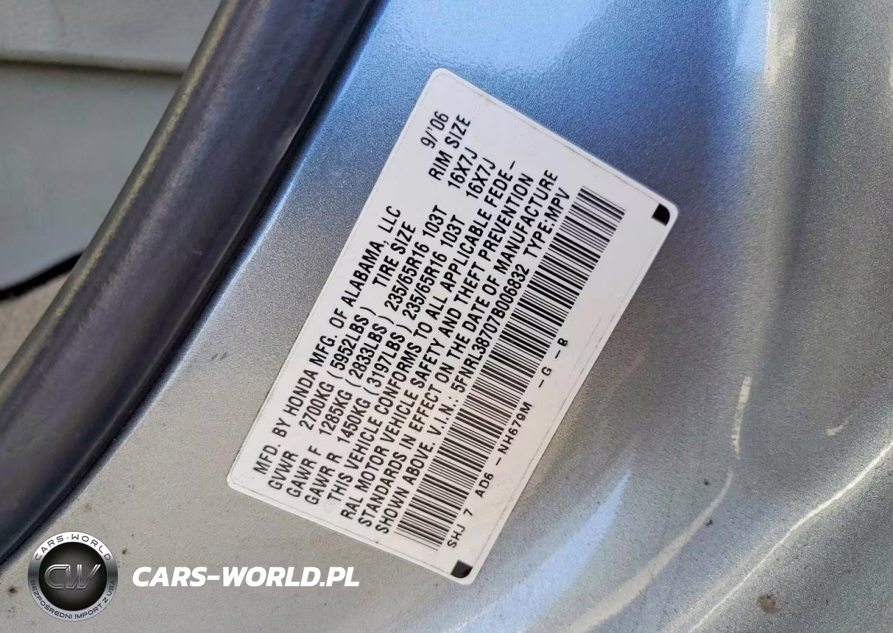 2007 Honda Odyssey Exl VIN:5FNRL38707B006832 - 13