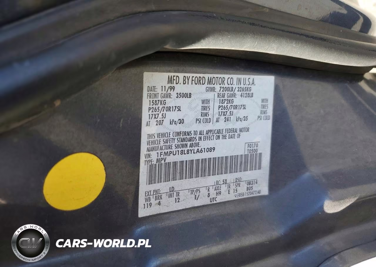 2000 Ford Expedition Eddie Bauer VIN:1FMPU18L8YLA61089 - 13