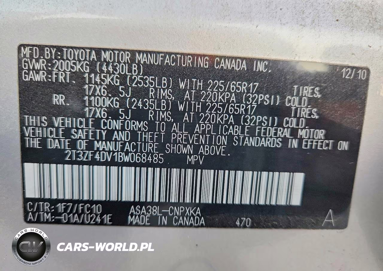 2011 Toyota Rav4 Base VIN:2T3ZF4DV1BW068485 - 13