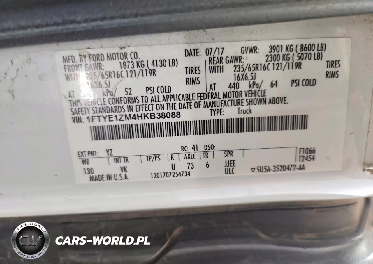 2017 Ford Transit T-150 VIN:1FTYE1ZM4HKB38088 - 14