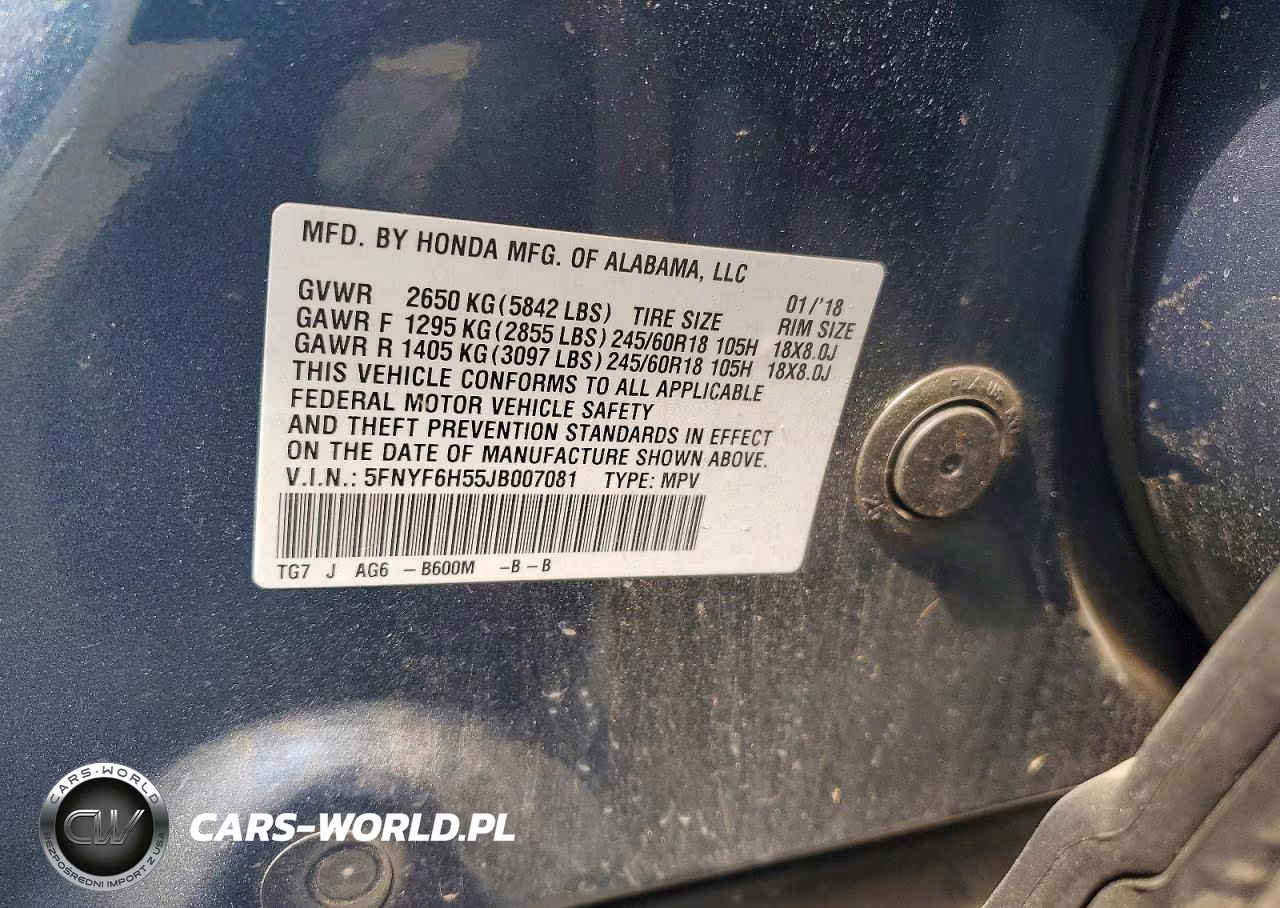 2018 Honda Pilot Exl VIN:5FNYF6H55JB007081 - 12