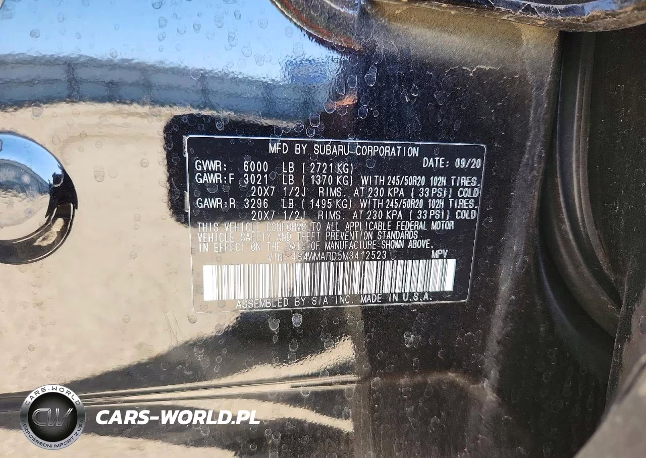 2021 Subaru Ascent Touring VIN:4S4WMARD5M3412523 - 13
