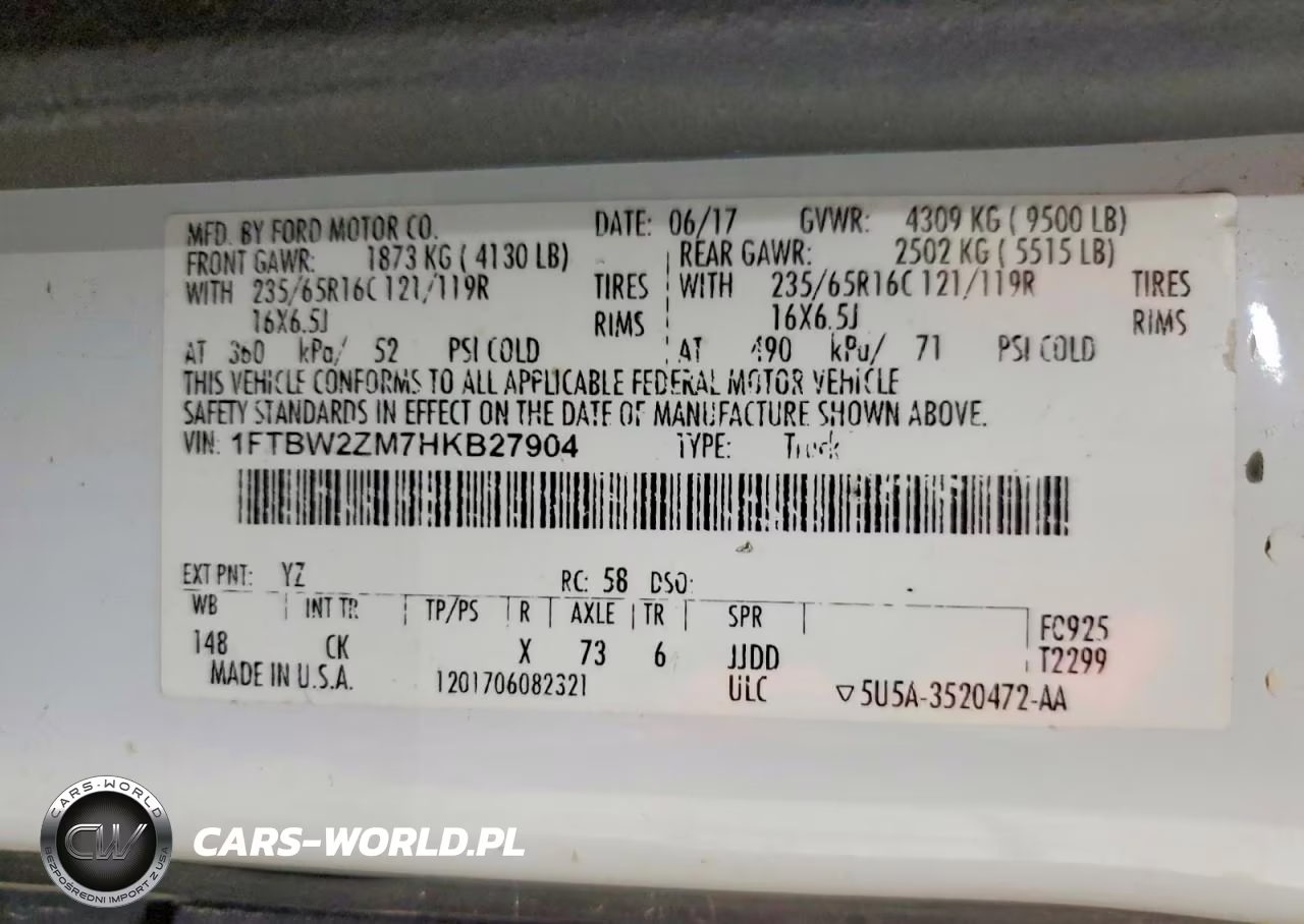 2017 Ford Transit T-350 VIN:1FTBW2ZM7HKB27904 - 13