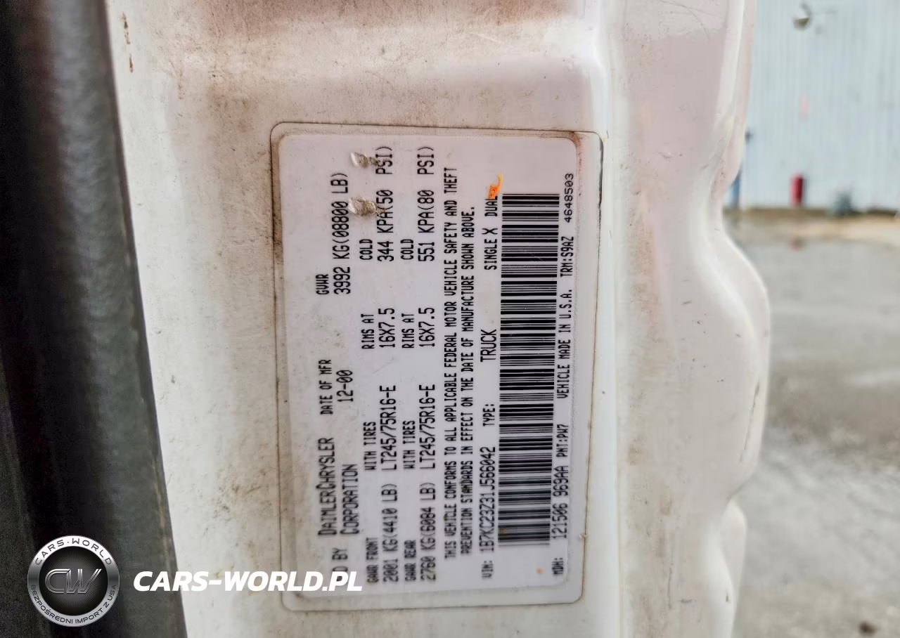 2001 Dodge Ram 2500 VIN:1B7KC23Z31J566042 - 12