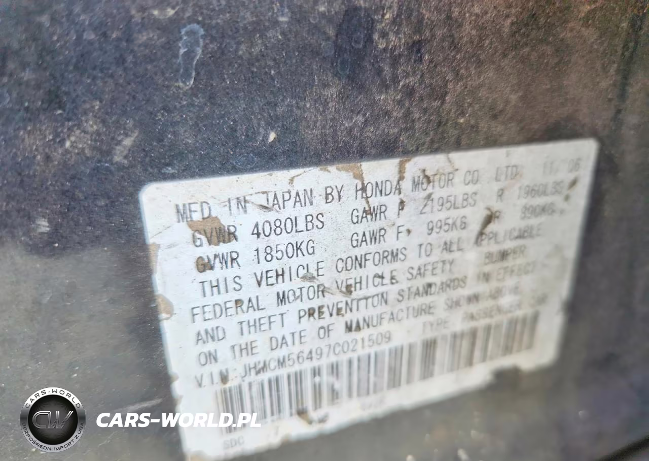 2007 Honda Accord 2.4 Lx VIN:JHMCM56497C021509 - 12