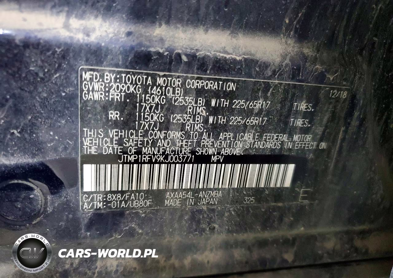 2019 Toyota Rav4 Xle VIN:JTMP1RFV9KJ003771 - 13