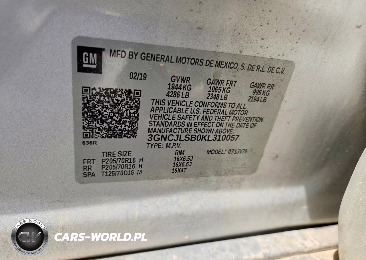 2019 Chevrolet Trax 1Lt VIN:3GNCJLSB0KL310057 - 12