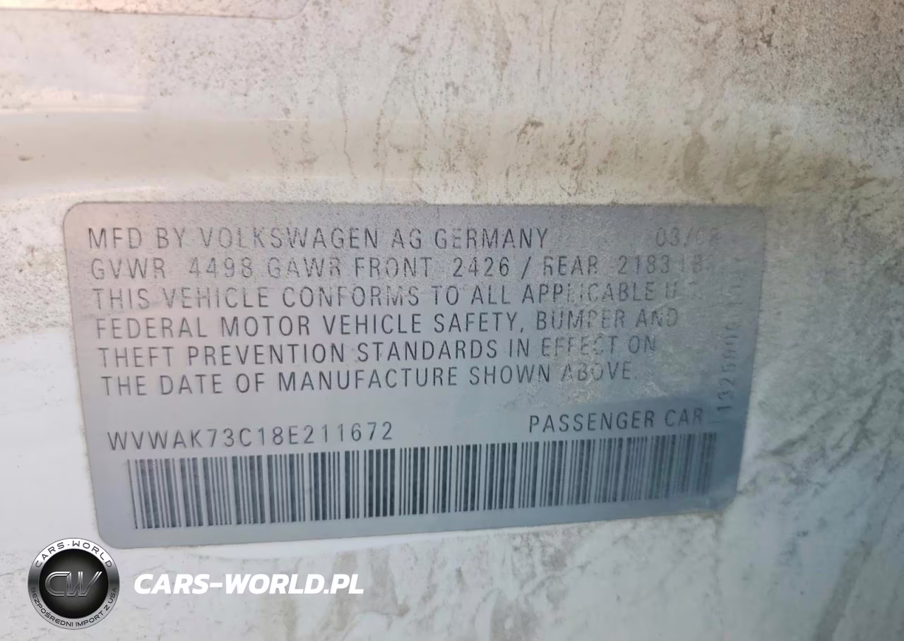 2008 Volkswagen Passat Komfort VIN:WVWAK73C18E211672 - 12