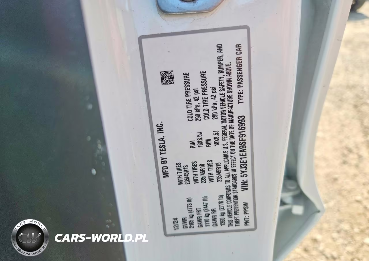 2025 Tesla Model 3 VIN:5YJ3E1EA9SF916993 - 12