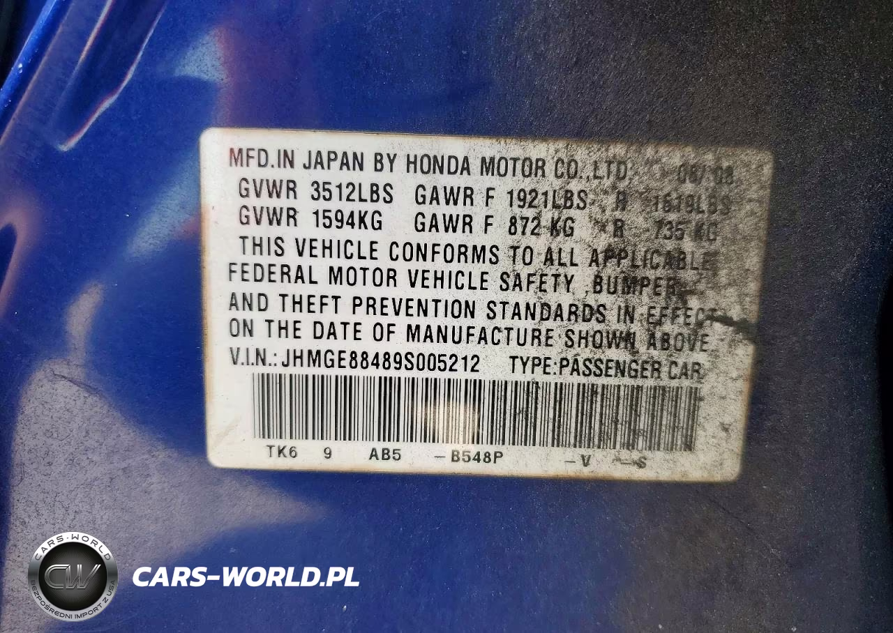 2009 Honda Fit Sport VIN:JHMGE88489S005212 - 12