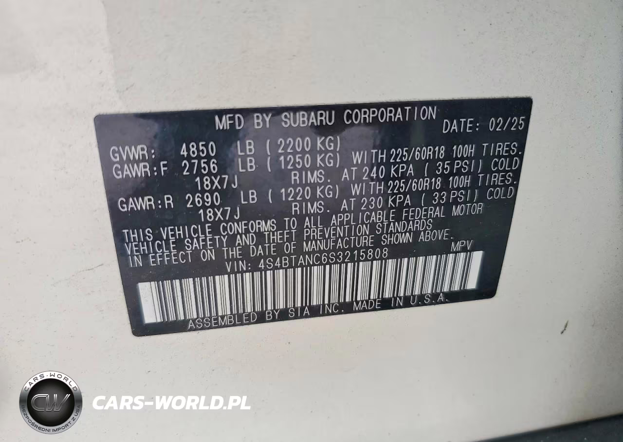 2025 Subaru Outback Limited VIN:4S4BTANC6S3215808 - 13